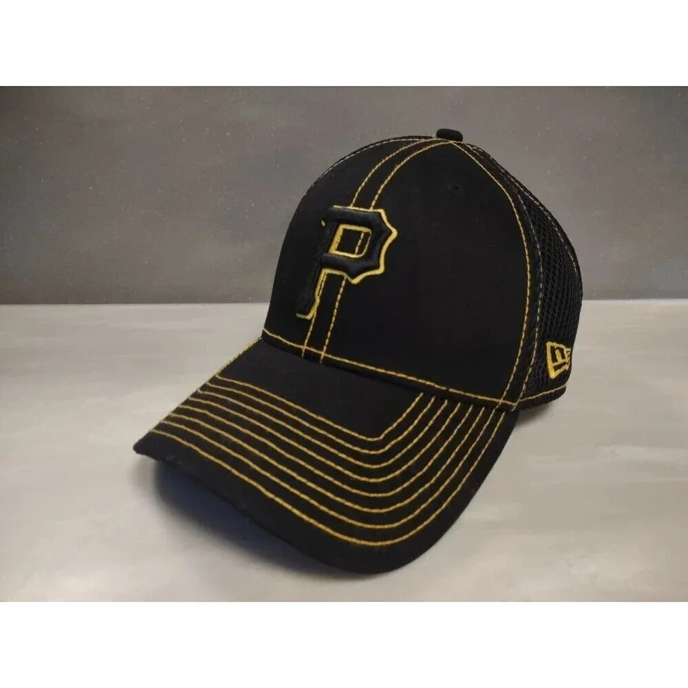 New Era Pittsburgh Pirates Men's Hat MLB Baseball Fitted Cap Mesh Black M/L